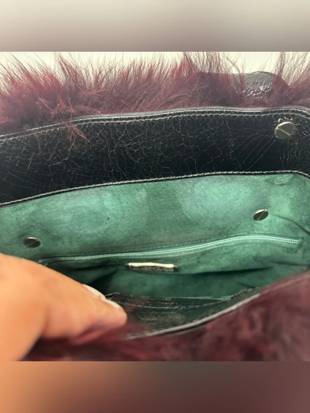 BARRY KIESELSTEIN-CORD Italy Red/black Fox Fur Bag